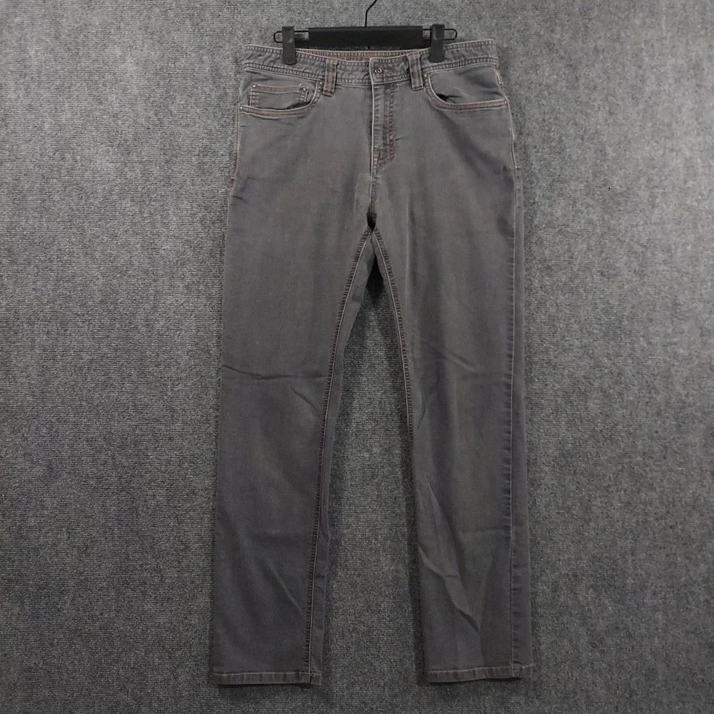 PrAna Jeans Mens Fits 32x31 Gray Charcoal Wash Slim Straight Stretch Denim Pants